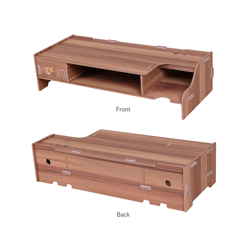 Wooden Monitor Stand Riser Computer Desk Organizer with Keyboard Storage