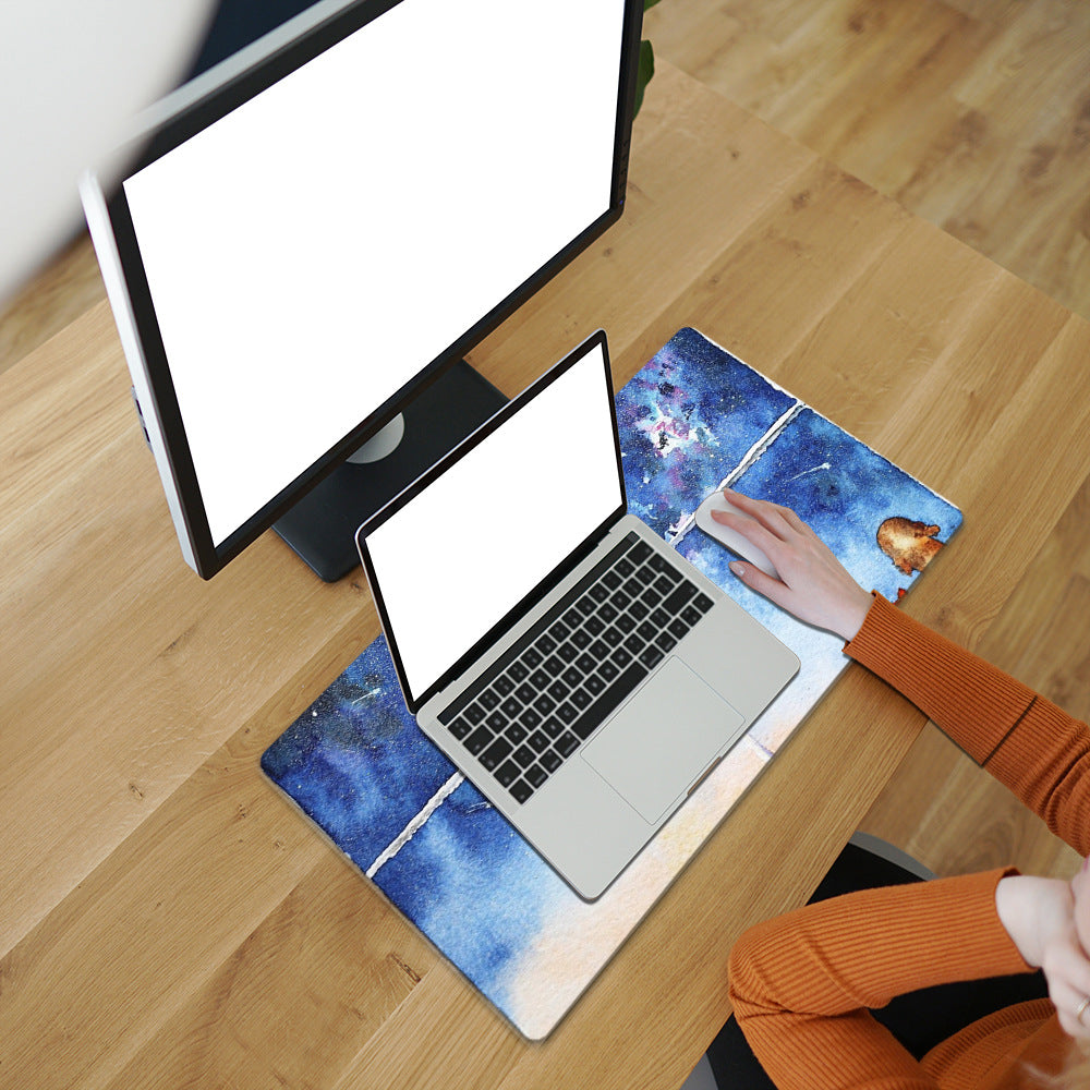 Watercolour Meteor Window XL Desk Mat – 400×800mm, Anti-Slip PVC