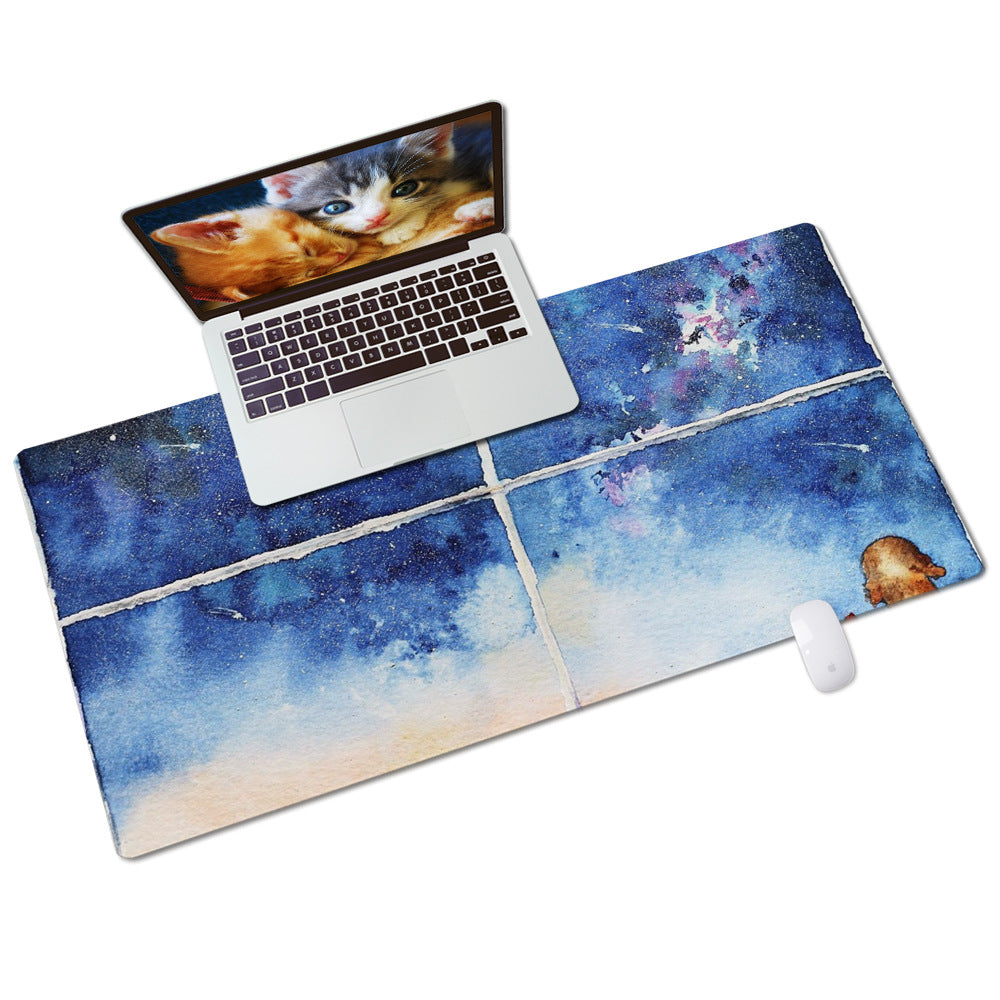 Watercolour Meteor Window XL Desk Mat – 400×800mm, Anti-Slip PVC