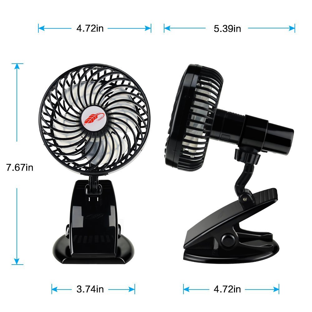 Portable Silent Clip Fan – Rechargeable Mini 4-Blade USB Cooling Fan