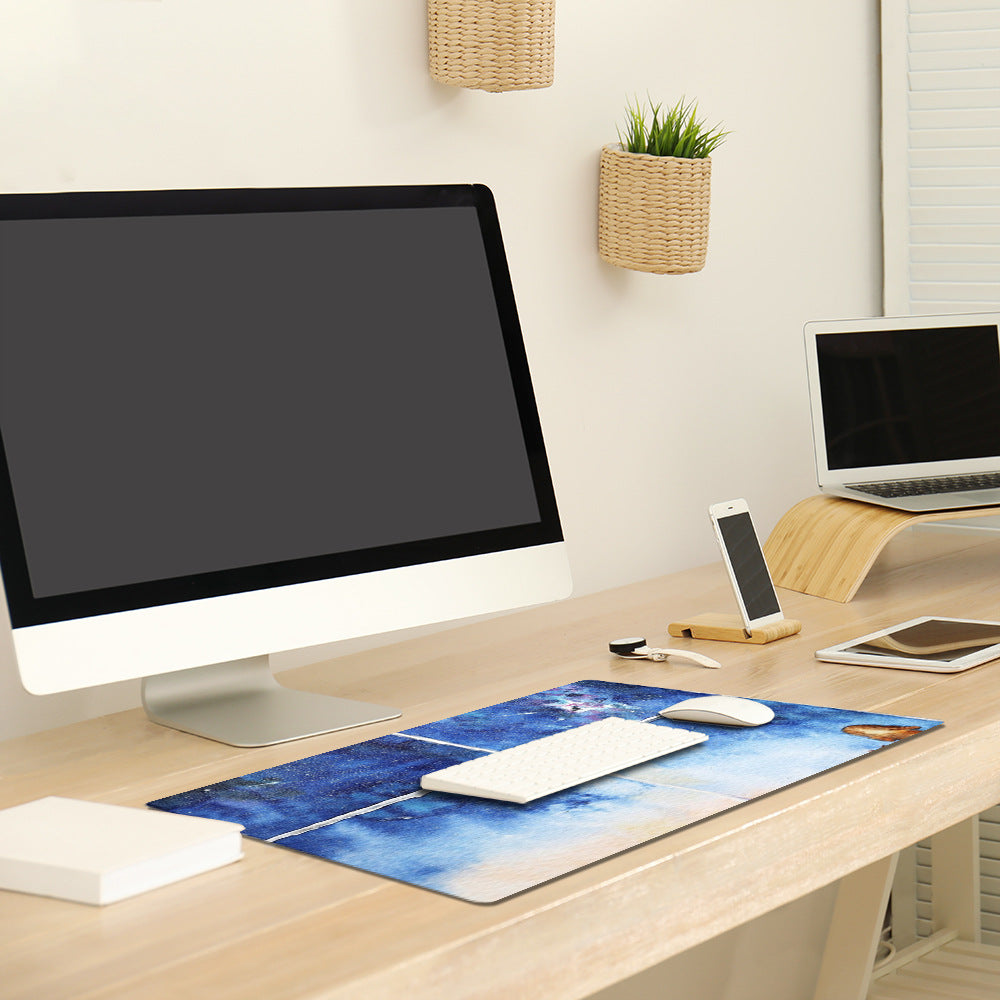Watercolour Meteor Window XL Desk Mat – 400×800mm, Anti-Slip PVC