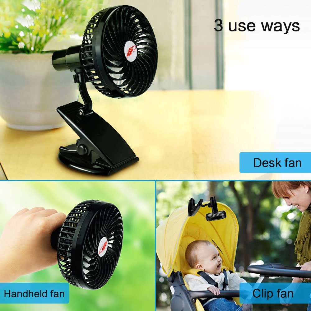 Portable Silent Clip Fan – Rechargeable Mini 4-Blade USB Cooling Fan