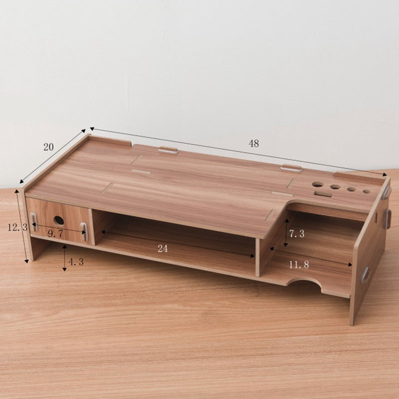 Wooden Monitor Stand Riser Computer Desk Organizer with Keyboard Storage