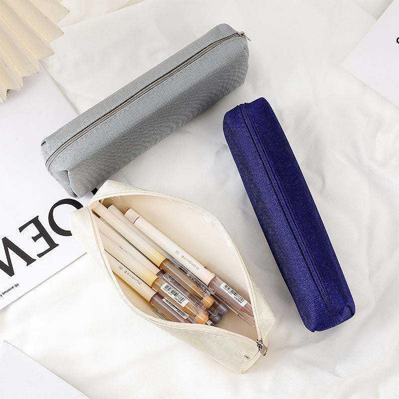 Monochrome Oxford Zip Pencil Case – Sleek Portable Stationery Organizer