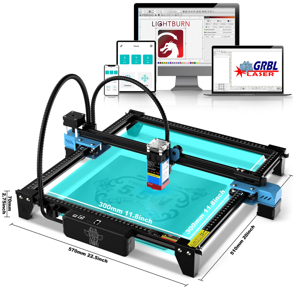 TwoTrees TTS-55 Pro 80W Laser Engraver – WiFi, Offline Control & 445nm Blue Light CNC