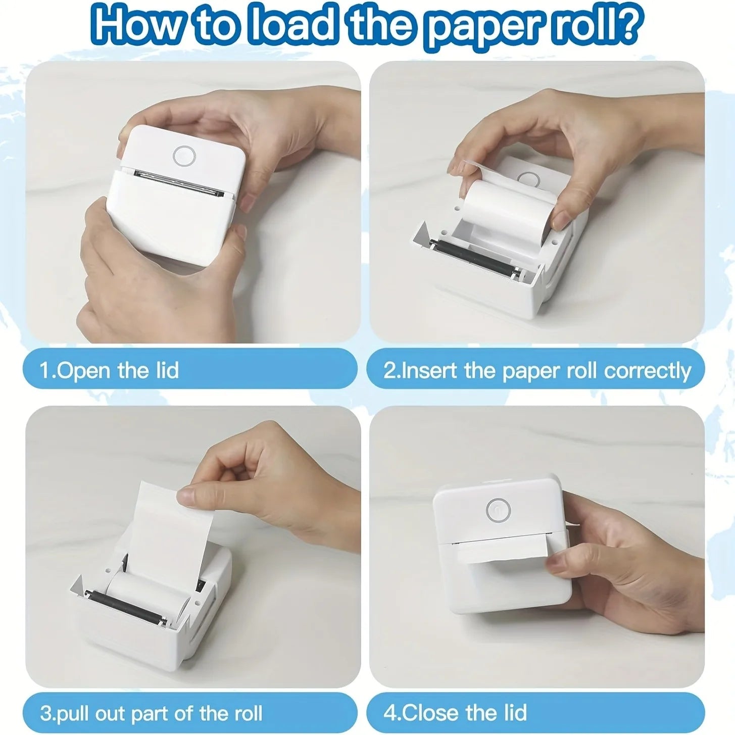 SnapRoll Mini Bluetooth Photo Printer Set – Wireless Pocket Printer with 5 Sticker Rolls & Thermal Paper Bundle