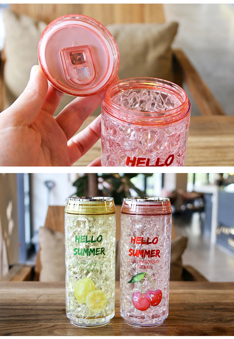 KawaiiCan Cute Plastic Water Bottle with Straw – Summer Ice Cup