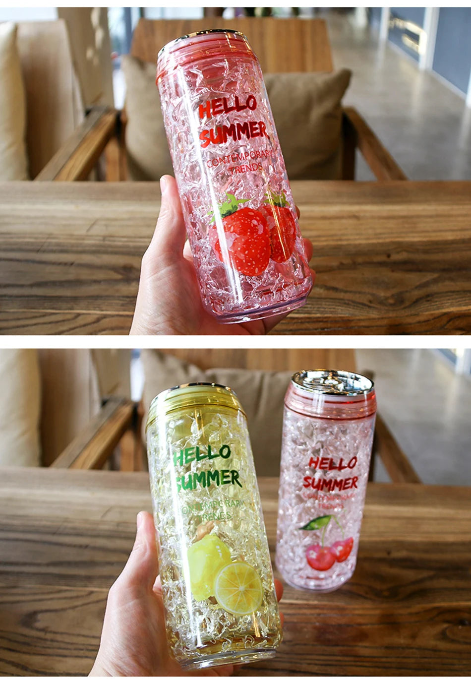 KawaiiCan Cute Plastic Water Bottle with Straw – Summer Ice Cup