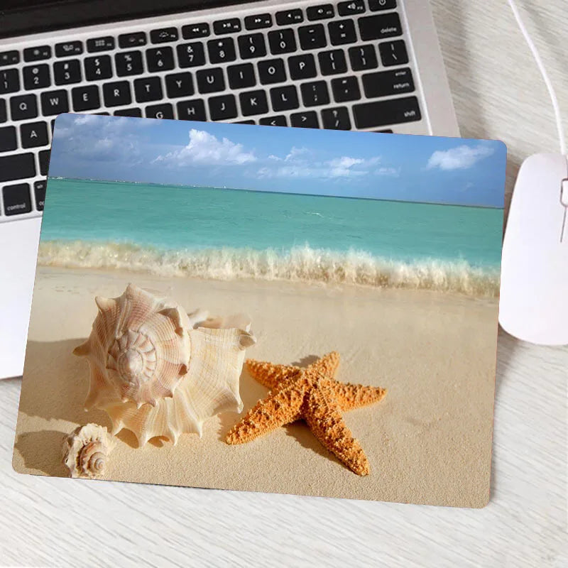 Tropical Breeze Beach Waves Gaming Mouse Pad – Palm Landscape Desk Mat | Anti-Slip Natural Rubber XXL Mouse Carpet for Office & Setup Aesthetic