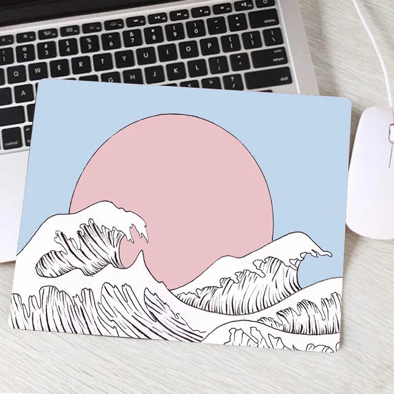 Tropical Breeze Beach Waves Gaming Mouse Pad – Palm Landscape Desk Mat | Anti-Slip Natural Rubber XXL Mouse Carpet for Office & Setup Aesthetic