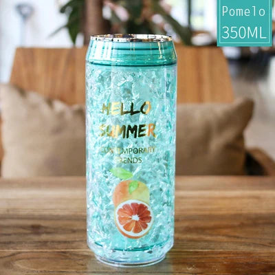 KawaiiCan Cute Plastic Water Bottle with Straw – Summer Ice Cup