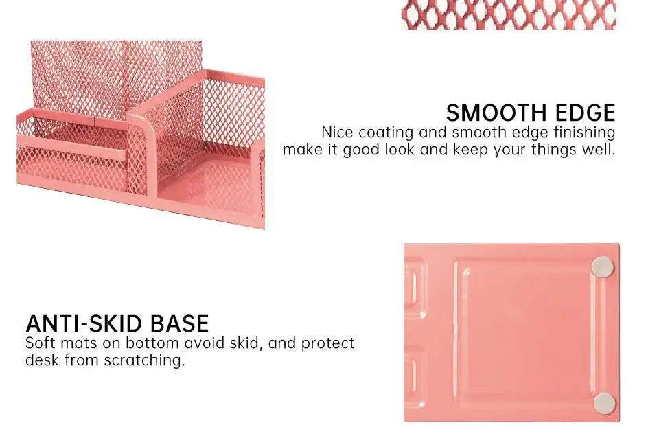 Mesh Desk Organizer Metal Office Storage Box with Compartment Stationery Holder Office Supplies