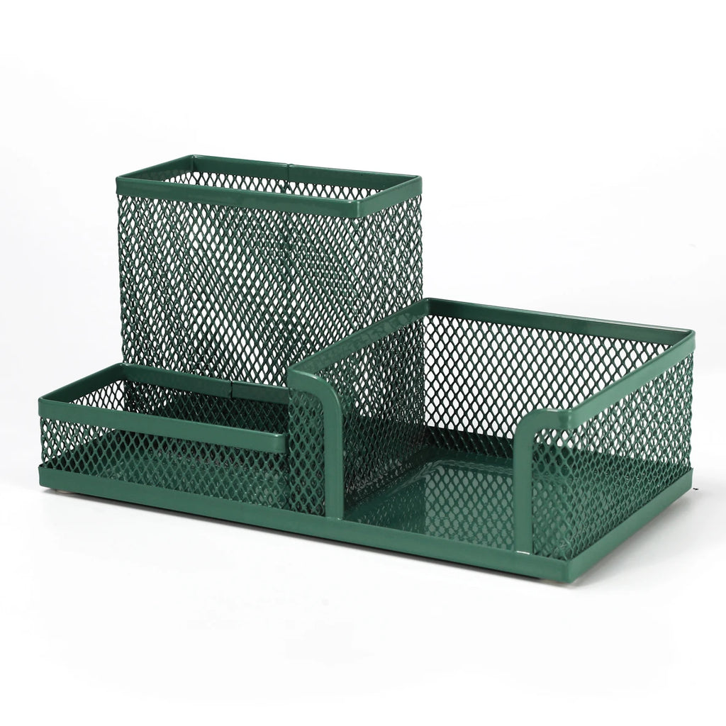 Mesh Desk Organizer Metal Office Storage Box with Compartment Stationery Holder Office Supplies