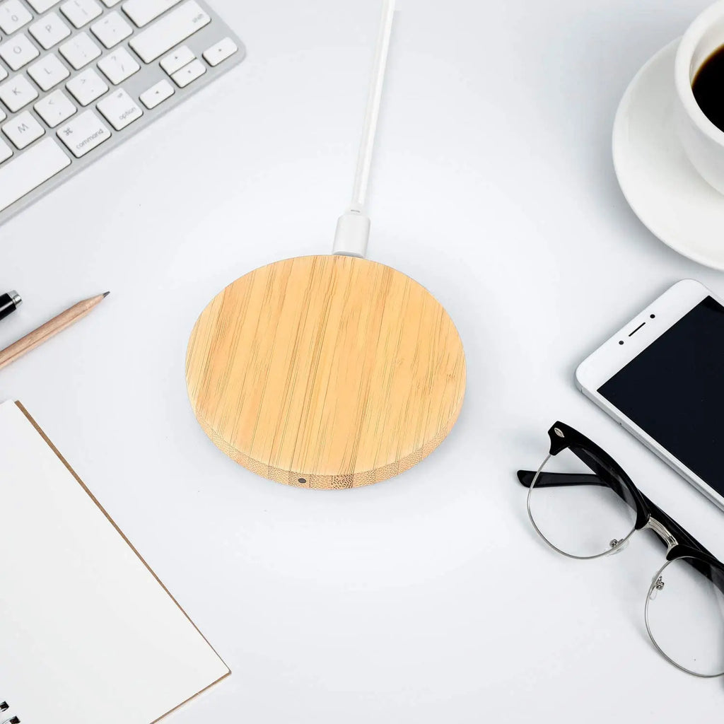 BambooCharge 15W Qi Wireless Charger – Bamboo Wood, USB-C for iPhone & Samsung