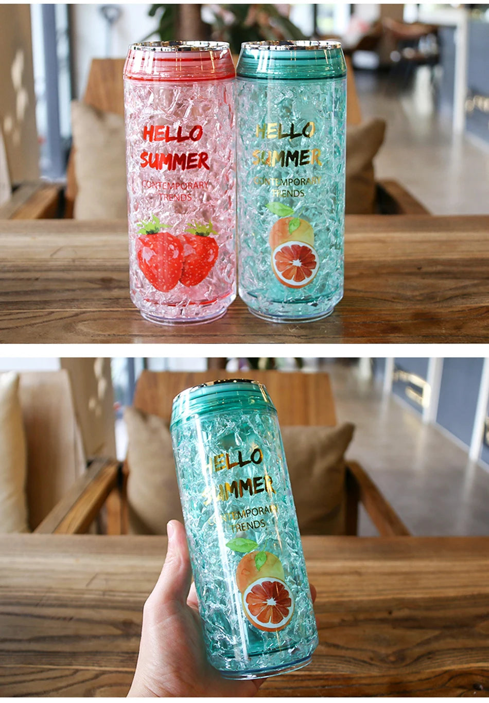 KawaiiCan Cute Plastic Water Bottle with Straw – Summer Ice Cup