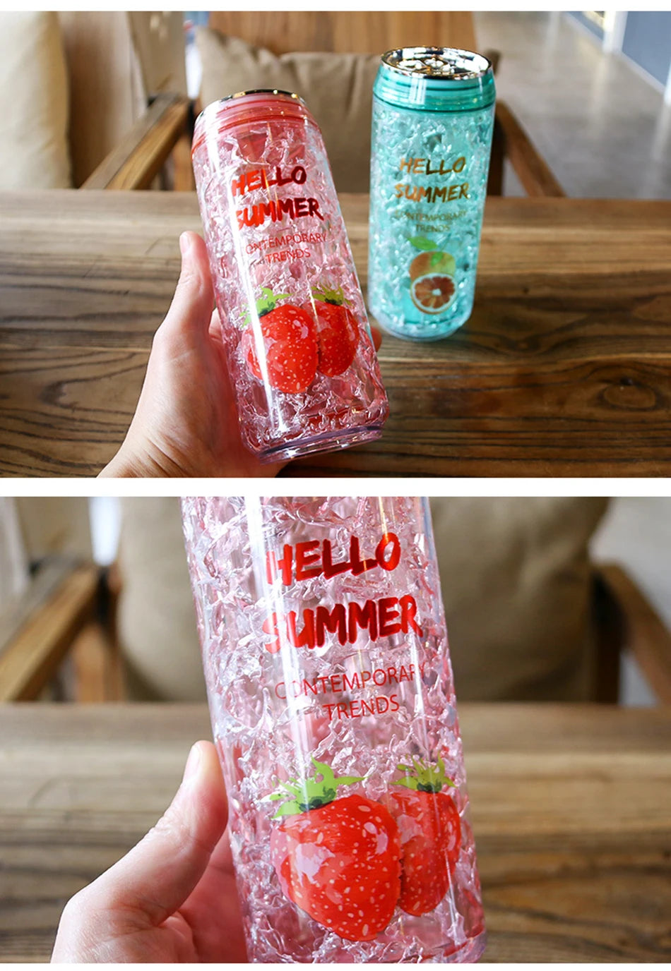 KawaiiCan Cute Plastic Water Bottle with Straw – Summer Ice Cup