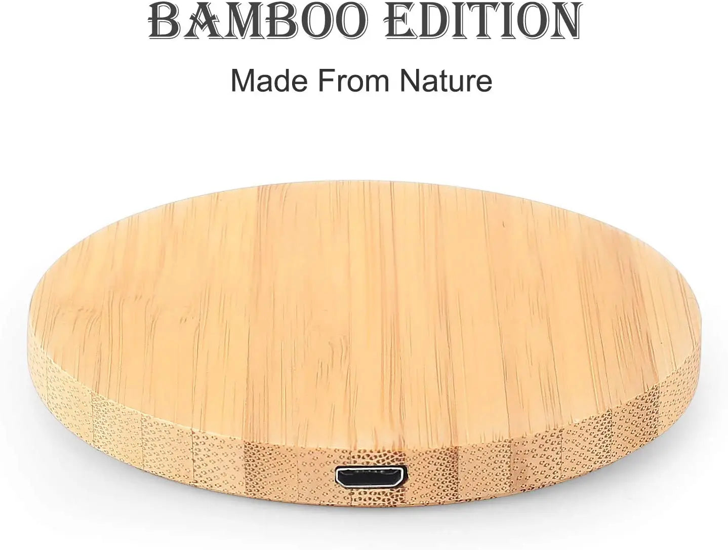 BambooCharge 15W Qi Wireless Charger – Bamboo Wood, USB-C for iPhone & Samsung
