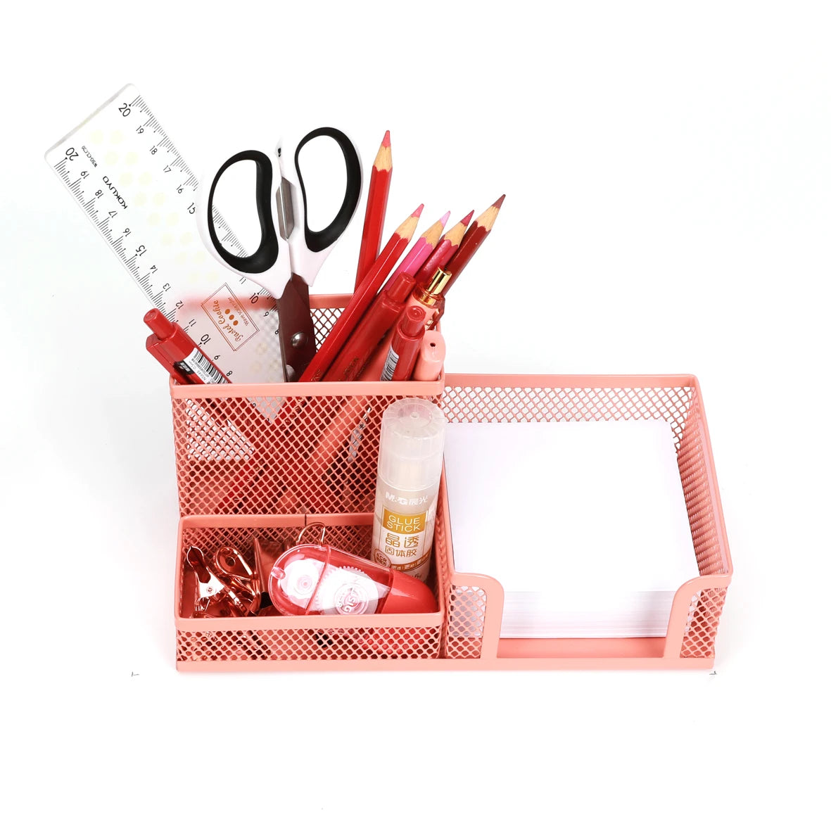Mesh Desk Organizer Metal Office Storage Box with Compartment Stationery Holder Office Supplies