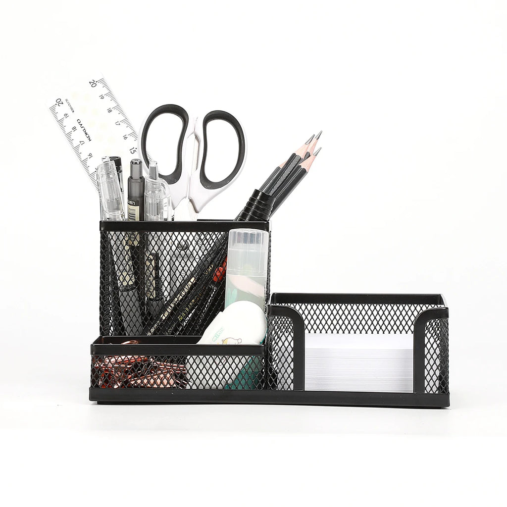 Mesh Desk Organizer Metal Office Storage Box with Compartment Stationery Holder Office Supplies