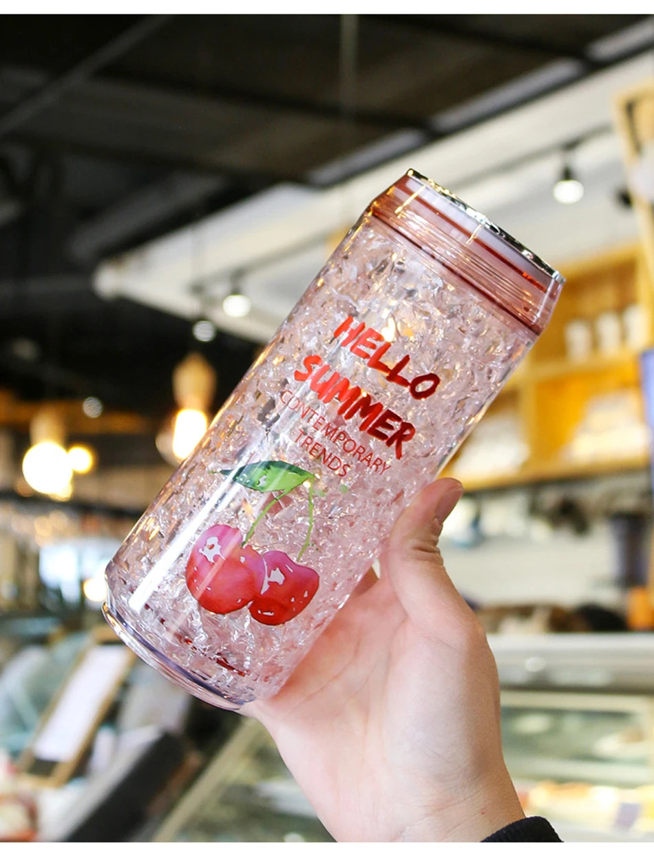 KawaiiCan Cute Plastic Water Bottle with Straw – Summer Ice Cup