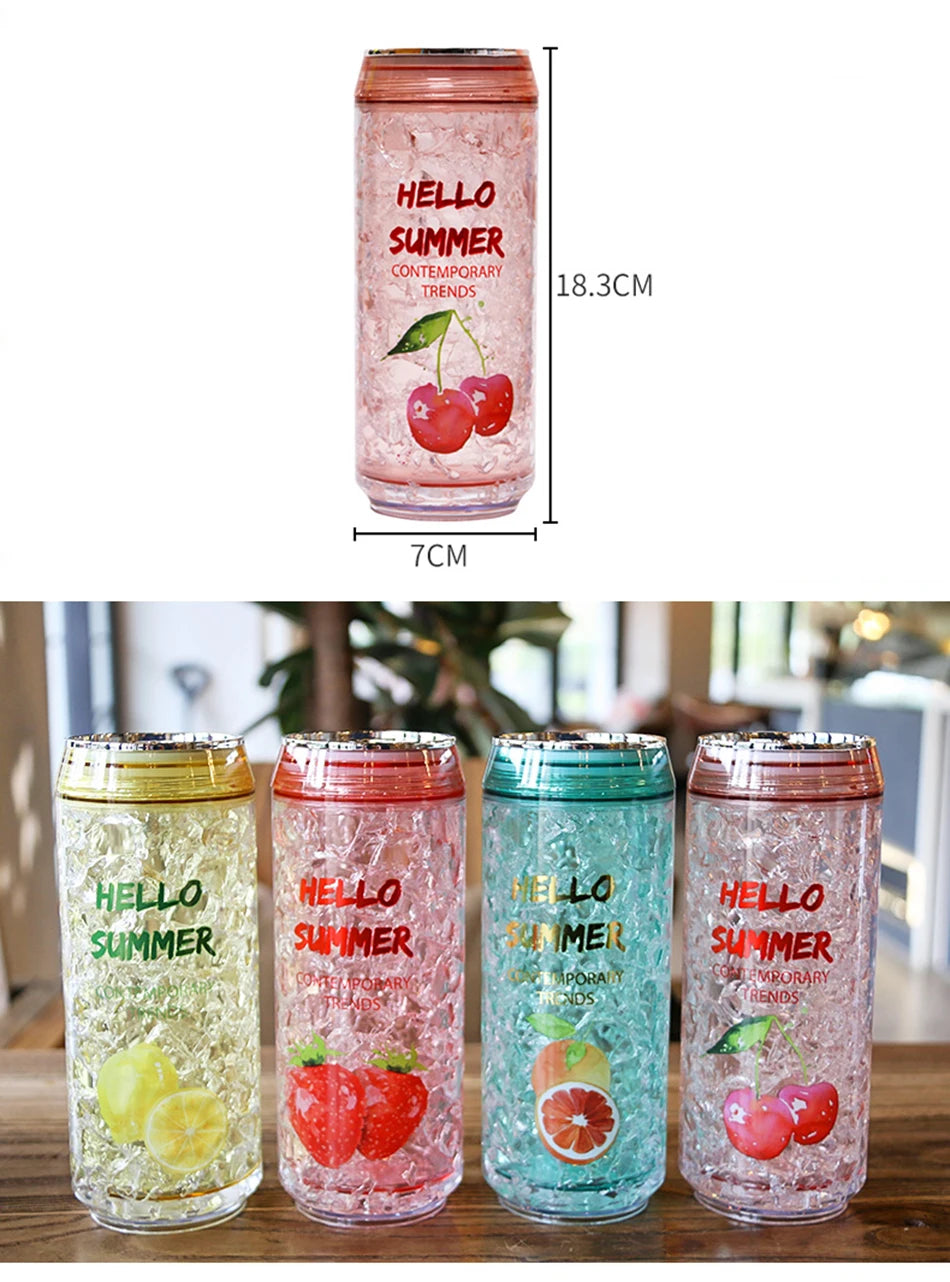 KawaiiCan Cute Plastic Water Bottle with Straw – Summer Ice Cup