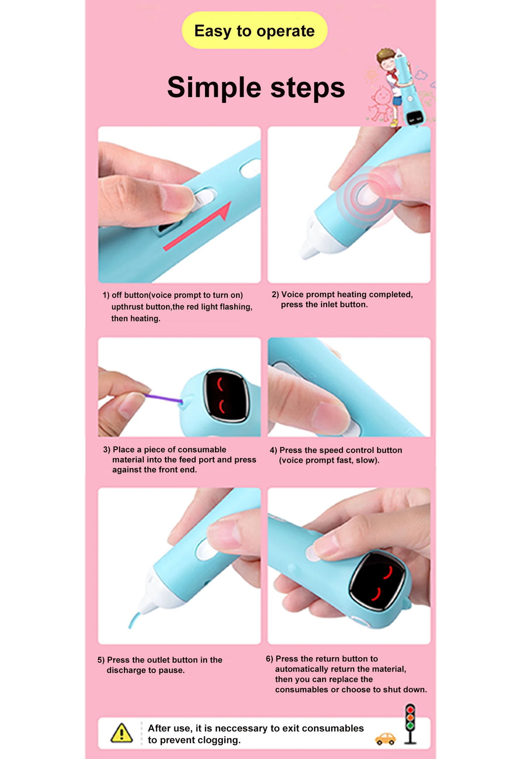 SafePen Low Temperature 3D Pen – 1.75mm PCL Filament for Kids & Beginners