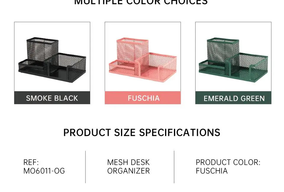 Mesh Desk Organizer Metal Office Storage Box with Compartment Stationery Holder Office Supplies