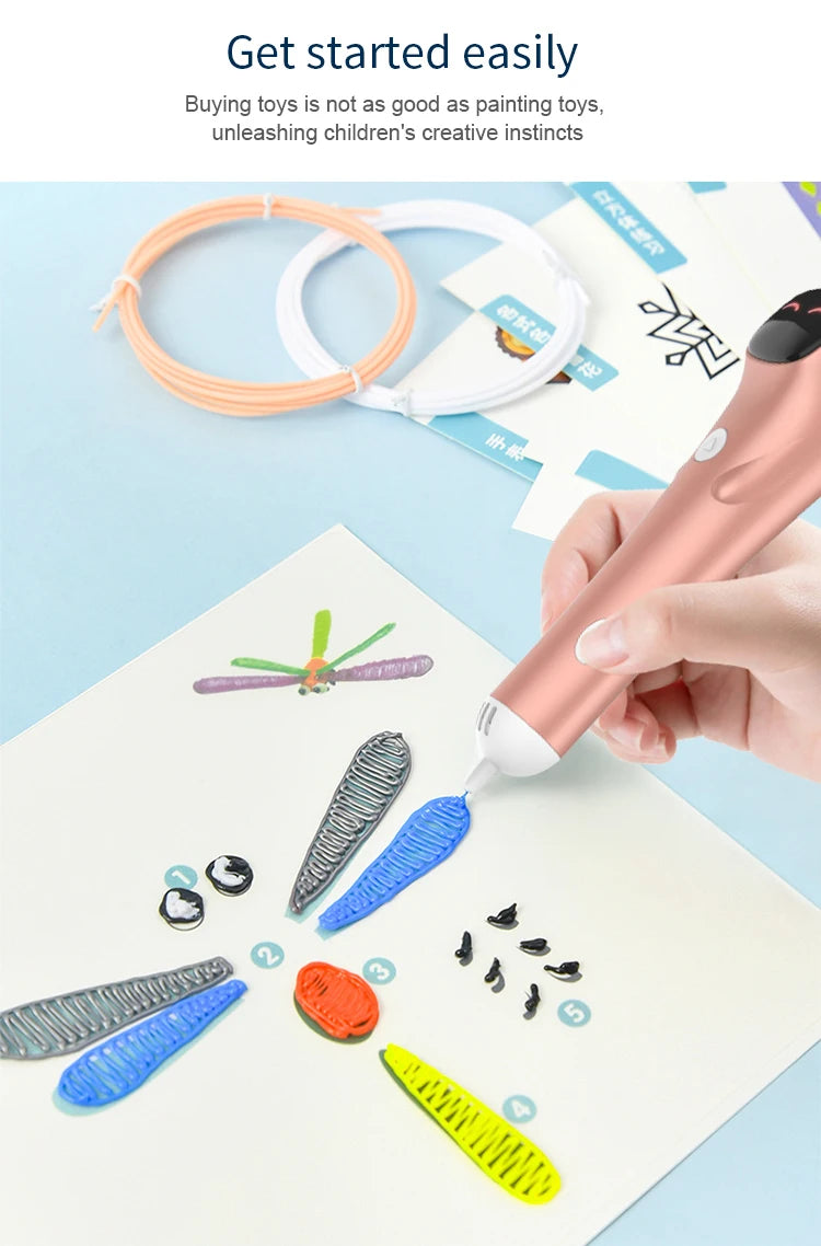 SafePen Low Temperature 3D Pen – 1.75mm PCL Filament for Kids & Beginners