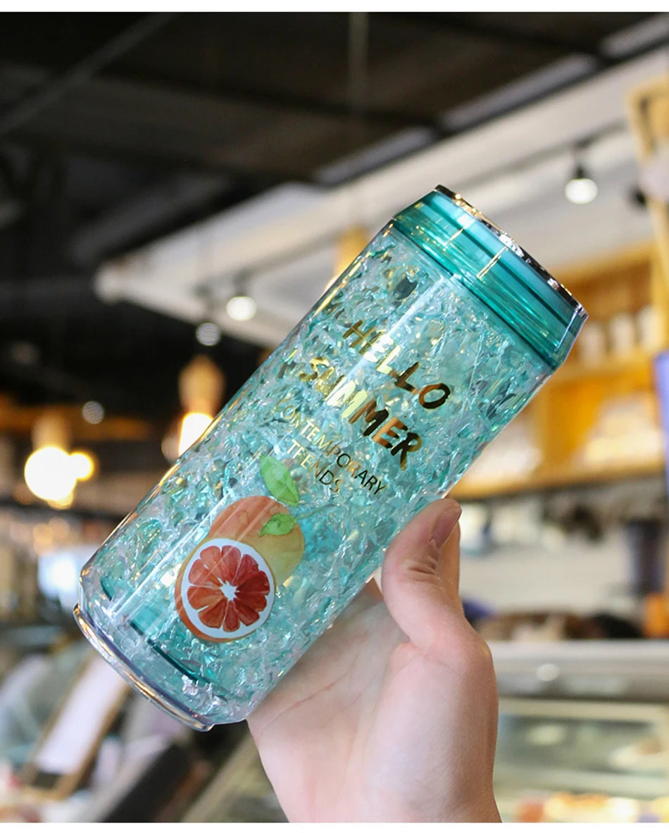 KawaiiCan Cute Plastic Water Bottle with Straw – Summer Ice Cup