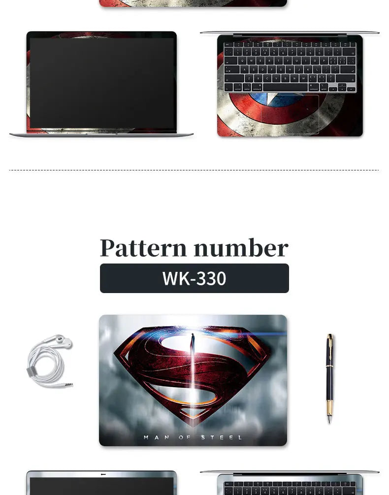 DIY Cover Laptop Skins Stickers Notebook PVC Skin13.3"14"15.6"17.3"Vinyl Cool Stickers Decorate Decal for Macbook/Lenovo/Asus/HP