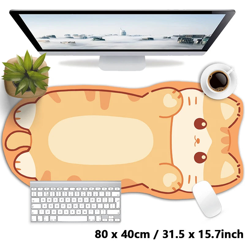 Kawaii Tortoiseshell Cat XXL Desk Mat – Pink & Black Cute Kitty Mouse Pad