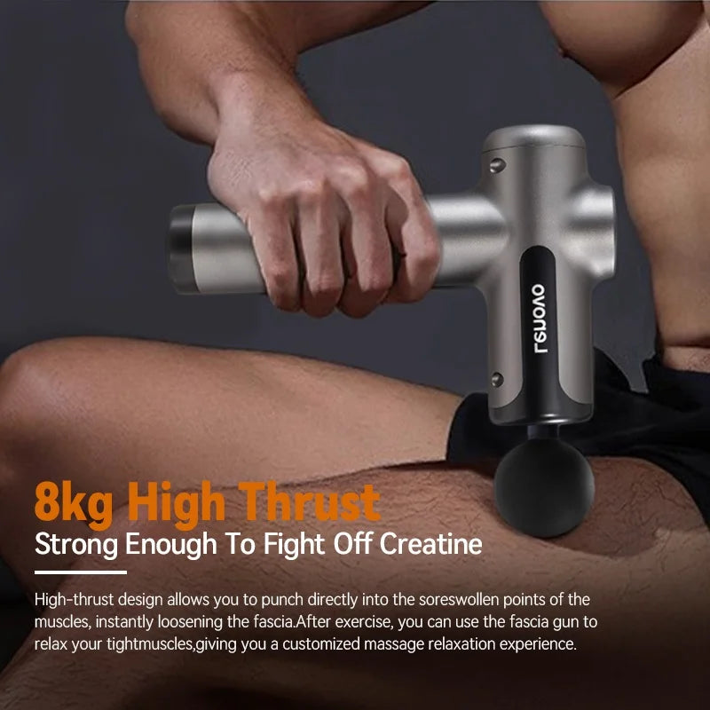 Lenovo Wireless Fascia Massage Gun – 8 Heads, Rechargeable for Neck, Back & Legs