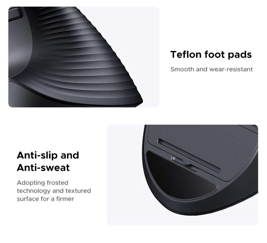 UGREEN Bluetooth 2.4G Vertical Wireless Mouse  Ergonomic 4000DPI 6 Mute Buttons for MacBook Tablet Laptops
