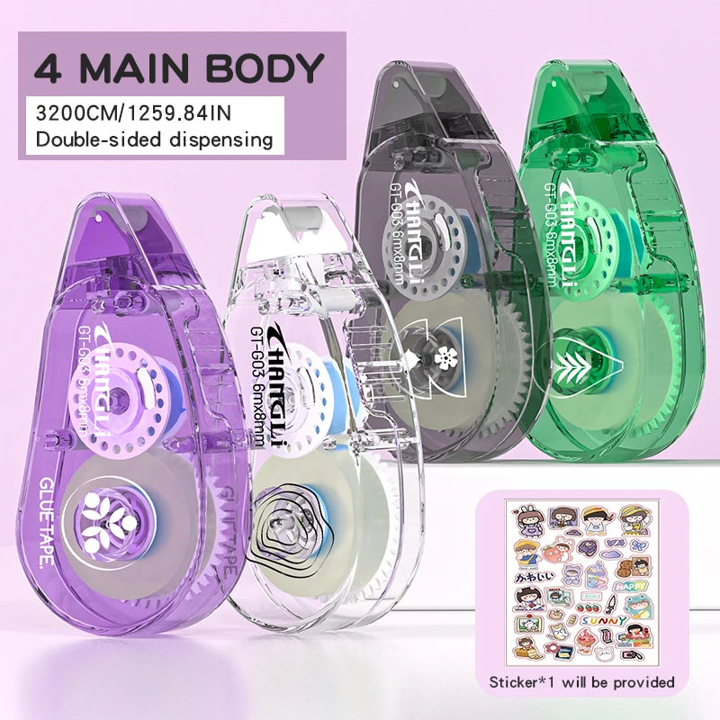 4pieces of portable double-sided transparent tape, suitable for scrapbooks, accounts, office supplies-strong adhesive