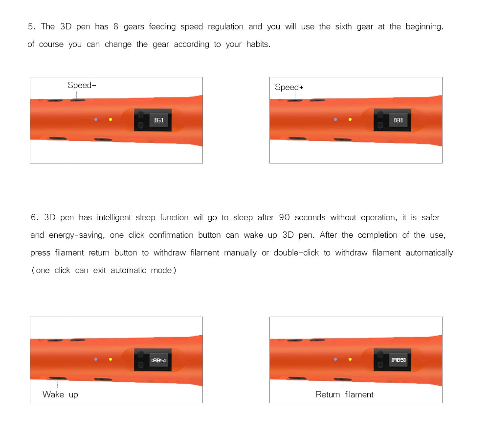 QCREATE 3D Printing Pen – LCD Display, 8 Speeds, PLA & ABS, 60-245°C