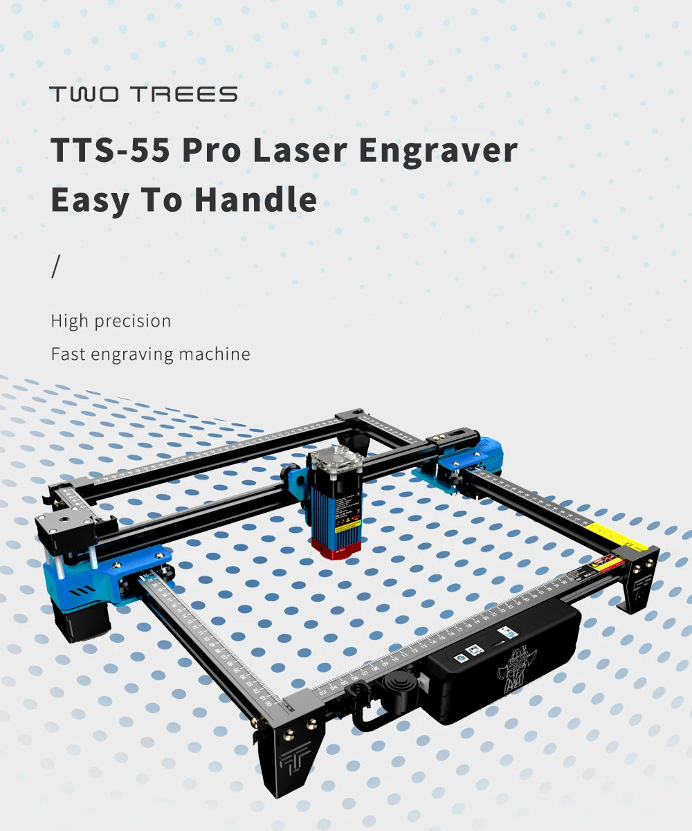 TwoTrees TTS-55 Pro 80W Laser Engraver – WiFi, Offline Control & 445nm Blue Light CNC