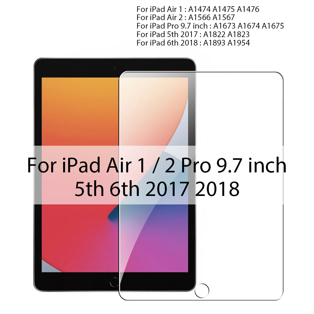 For iPad A16 Pro 13 M5 M4 12.9 10 9 9th 10th Generation Tempered Glass Screen Protector For Ipad Air 11 M2 M3 5 4 Mini 6 7 Film