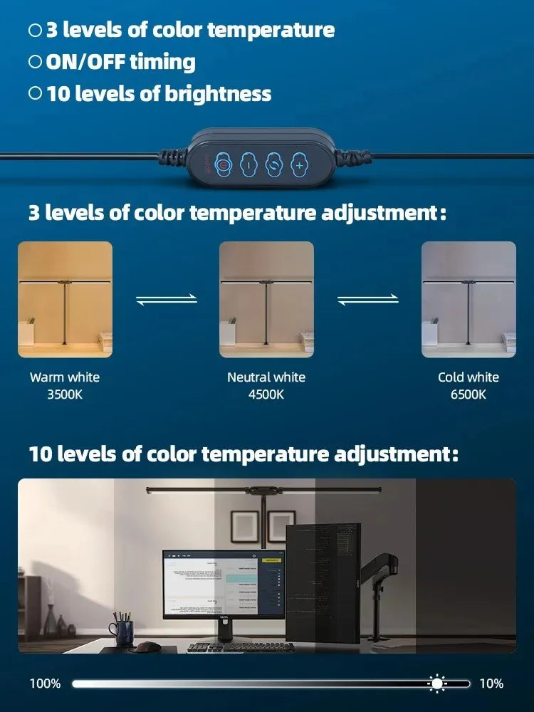 Double Single Head Led Clip Desk Lamp Dimmable Computer Table Lamps Monitor Light Architect Table Lamp for Office Reading Lights