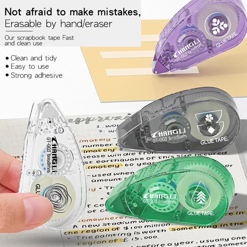 4pieces of portable double-sided transparent tape, suitable for scrapbooks, accounts, office supplies-strong adhesive