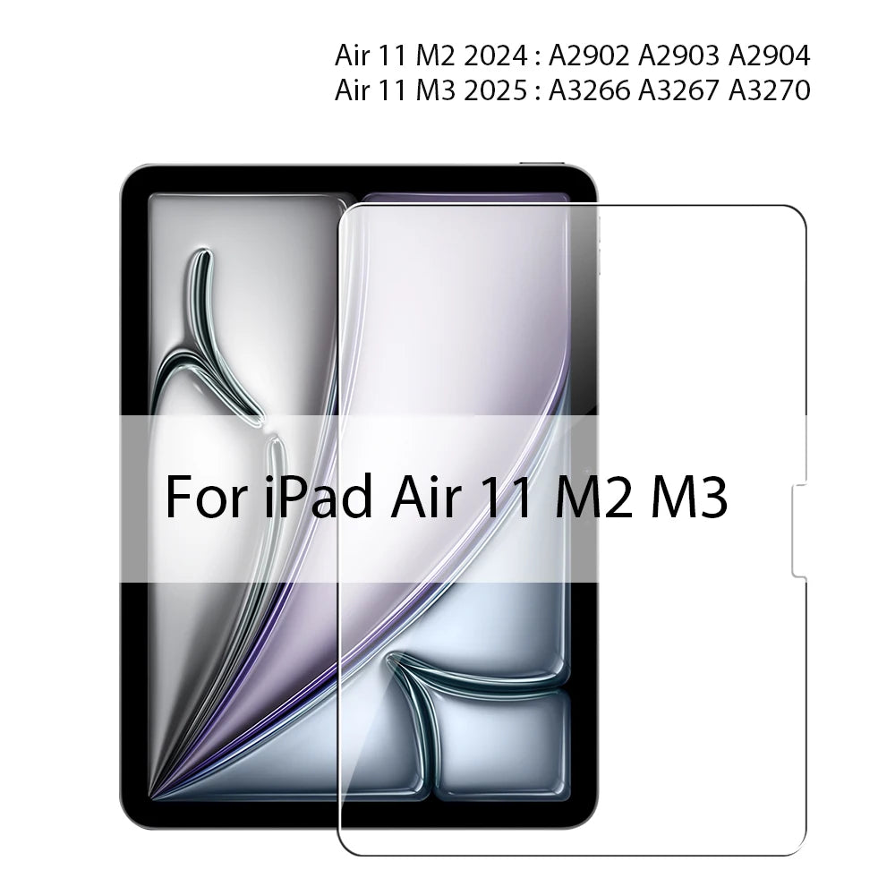 For iPad A16 Pro 13 M5 M4 12.9 10 9 9th 10th Generation Tempered Glass Screen Protector For Ipad Air 11 M2 M3 5 4 Mini 6 7 Film