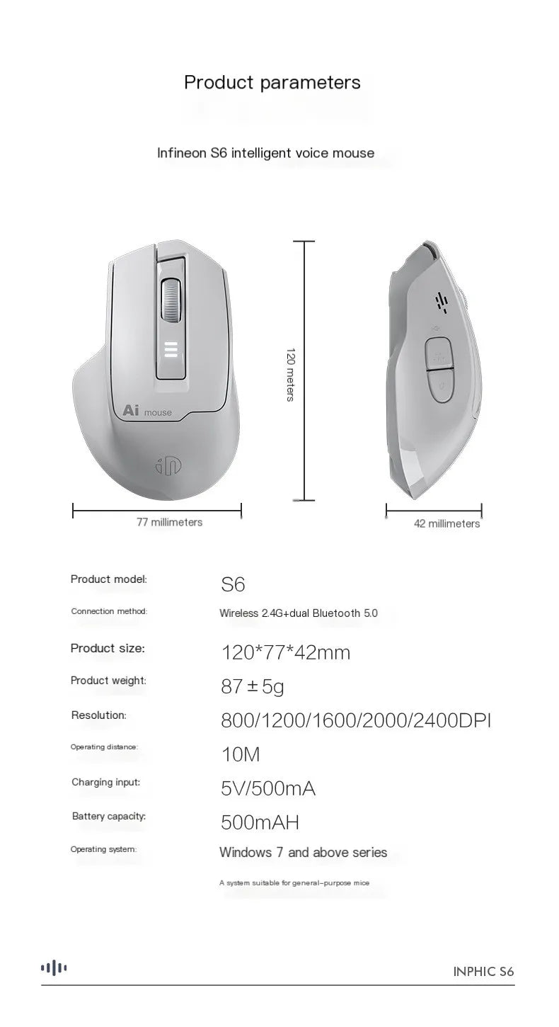 VoiceClick AI Voice Mouse – Wireless Dual-Mode, Voice Typing & Silent Click