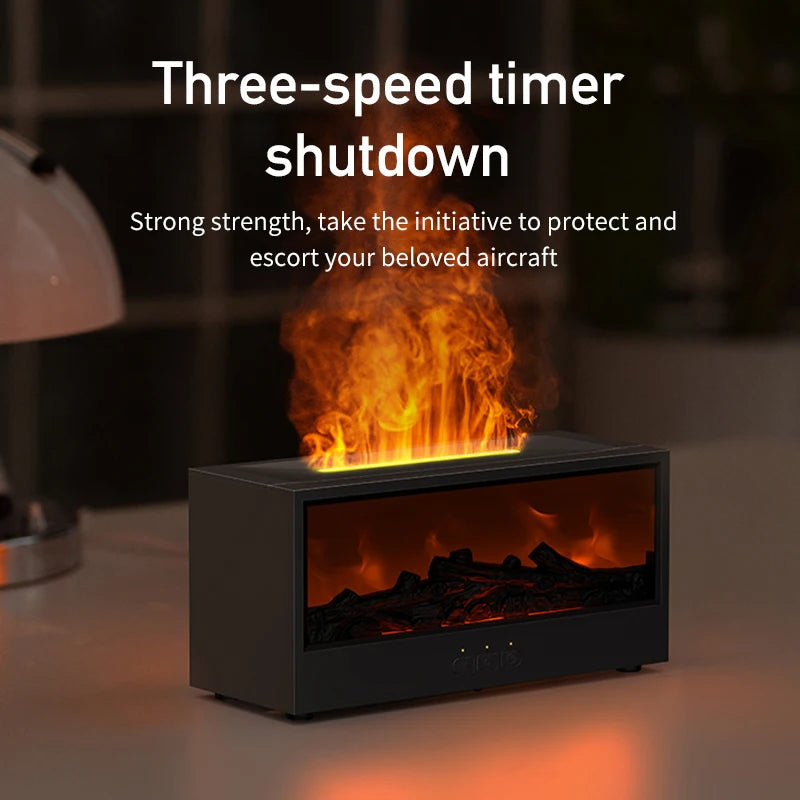 VISSKO Creative Fireplace Air Humidifier – Waterless Aroma Diffuser with LED & Remote Control