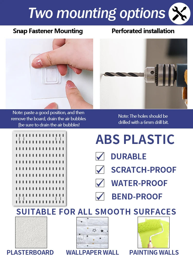 Desktop Standing Pegboard For Home And Office Use. Freely Combinable Accessories For Organizing Stationery.