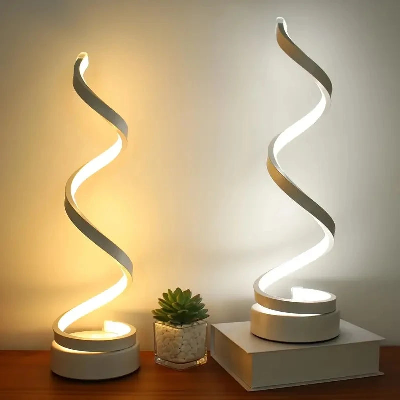 1pcs bedroom bedside lamp - 3-way dimmable touch light USB power supply, modern simple dimmable spiral bedside lamp