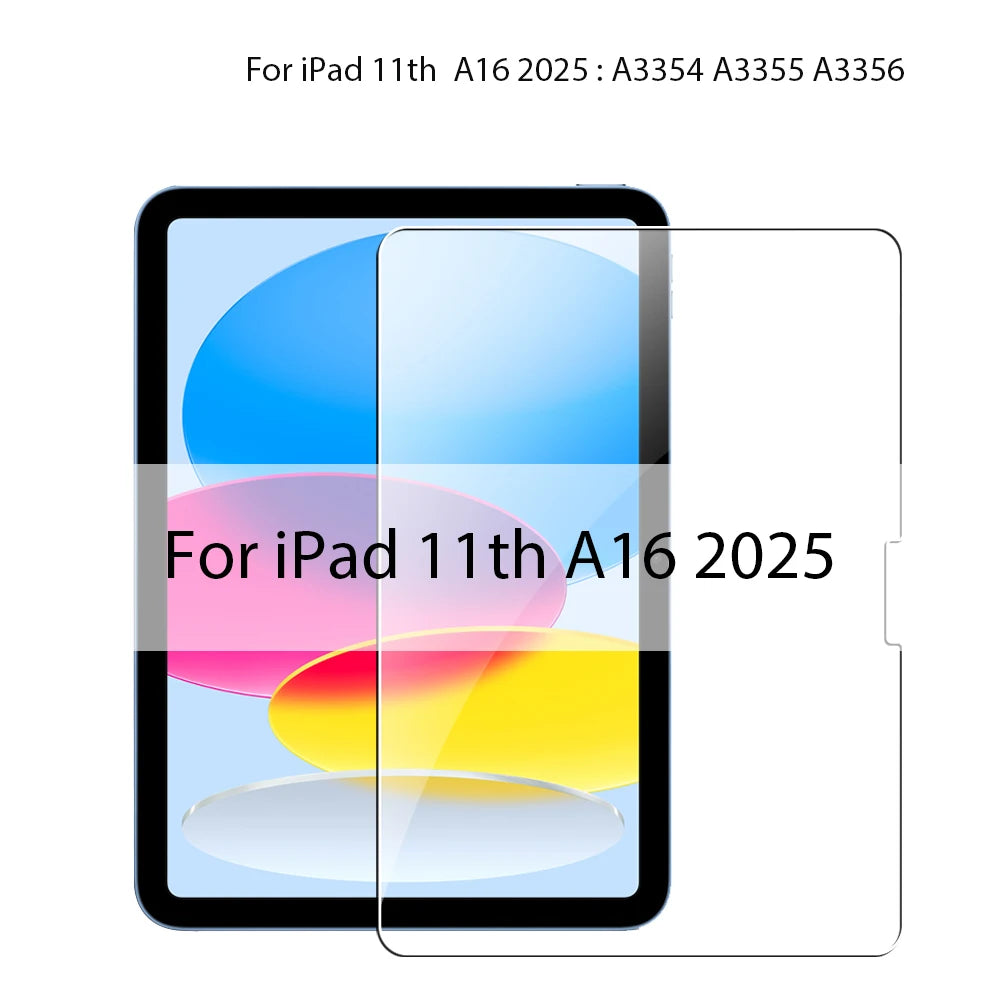 For iPad A16 Pro 13 M5 M4 12.9 10 9 9th 10th Generation Tempered Glass Screen Protector For Ipad Air 11 M2 M3 5 4 Mini 6 7 Film
