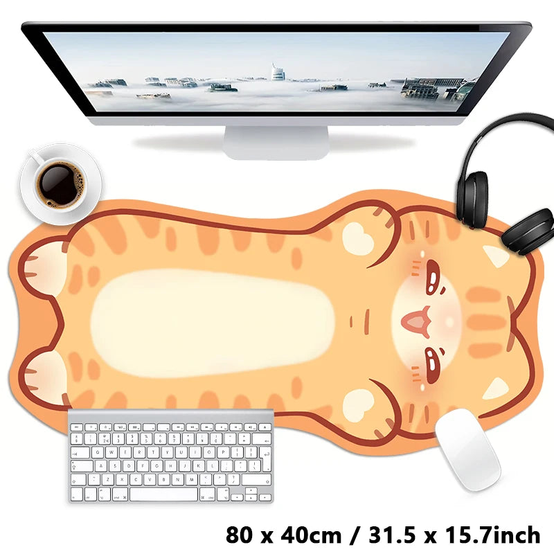 Kawaii Tortoiseshell Cat XXL Desk Mat – Pink & Black Cute Kitty Mouse Pad