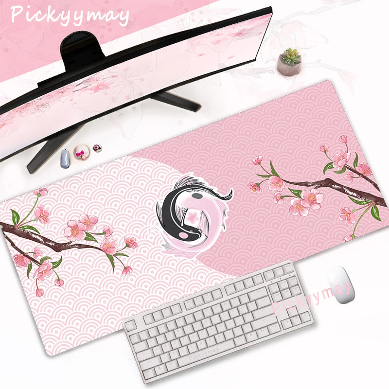 Sakura Bloom XL Desk Mat – Pink Cherry Blossom Gaming Mouse Pad (Extended Keyboard Mat)