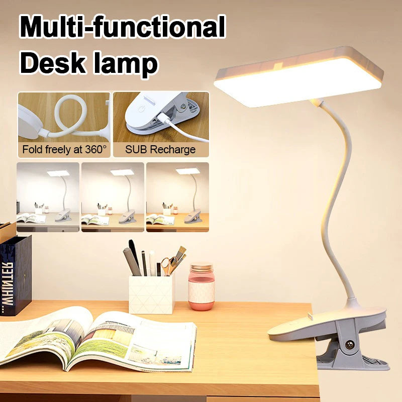 ClipGlow USB Rechargeable LED Reading Light – Touch Dimmable Clip & Magnetic Desk Lamp