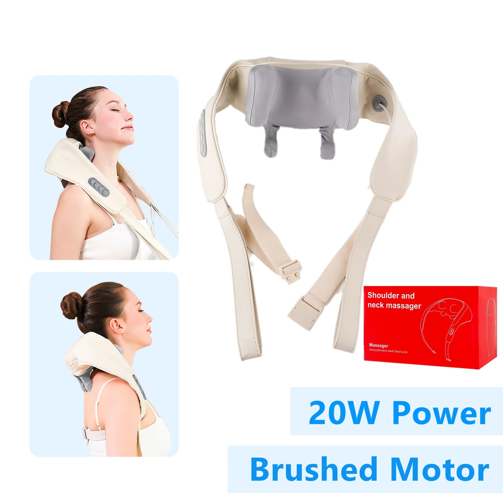 Foreverlily 26W Brushless Neck & Shoulder Kneading Massage Shawl – Wireless