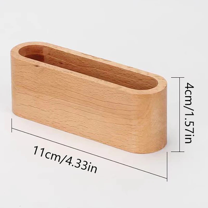 Business Card Holder Wooden Organizer Office Desk Name Card Display Stand With Pen Slot Memo Pad Cards Stand Card Holder Storage